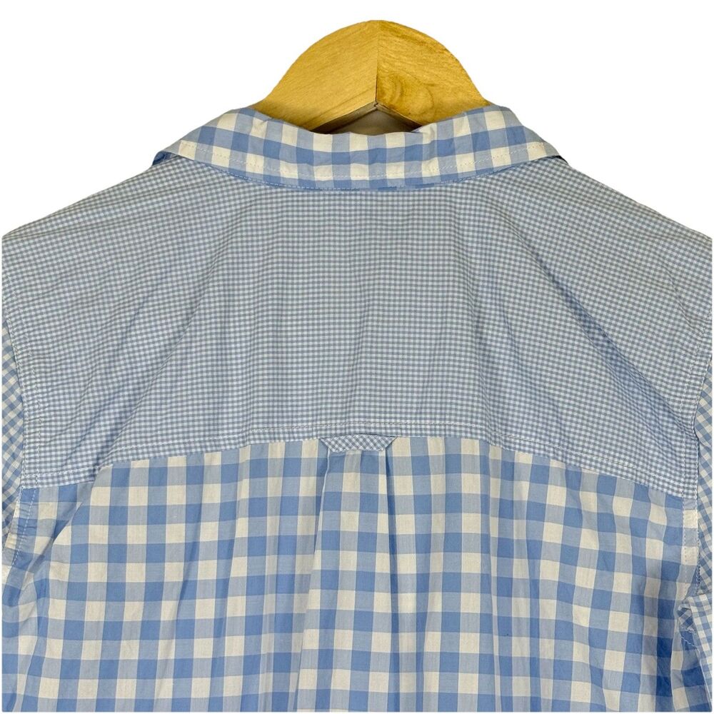 J. Crew Shirt Womens 4 Boy Blue White Gingham Prairie Button Up Garden Farmcore - Picture 6 of 8
